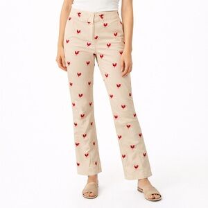 Lilly Pulitzer Vintage Rooster Embroidered Pants - Khaki